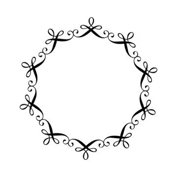 Round calligraphic vector wedding frame wreath with place for text. Isolated Stock-Illustration