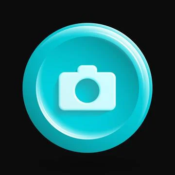 Round Camera Icon. Isolated 3D App Button Stock Illustration