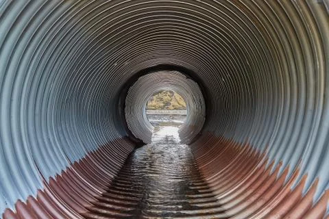 Round canal pipe inside Foto stock