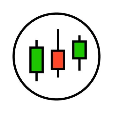 Round candlestick chart icon. Fluctuation of stock price. Vector. Stock Illustration