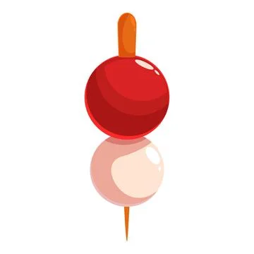 Round candy apple on a stick reflecting on white background Stock Illustration