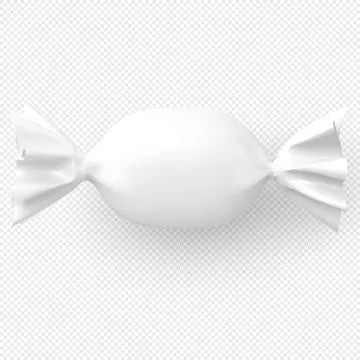 A round candy in a blank white wrapper with curled ends. Stock Illustration