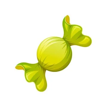 Round candy in a bright green wrapper. Sweet for kids Stock Illustration