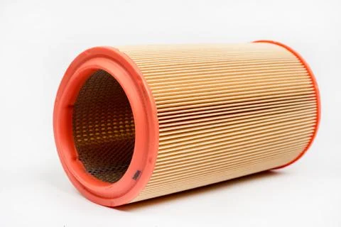 Round car engine air filter isolated over white background Stock Photos
