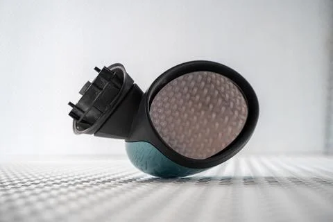 Round car side mirror isolated on white background Foto stock