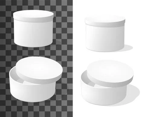 Round cardboard boxes, packaging 3d vector mockup Stockillustratie