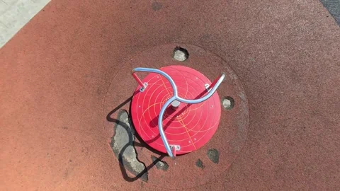 Round carousel on the playground top view Stock Footage 319031746