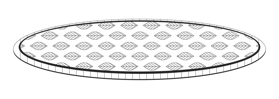 Round carpet leaf pattern black and white 2D line cartoon object Stock Illustration