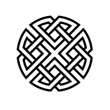Round celtic knot ethno pattern, vector weave knitted lines stripes knot health Illustrazione stock