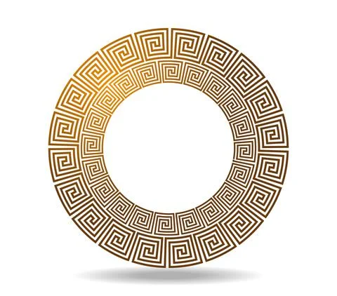 Round Celtic or Greek pattern woven with meander Stock Illustration