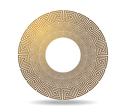Round Celtic or Greek pattern woven with meander Stock Illustration
