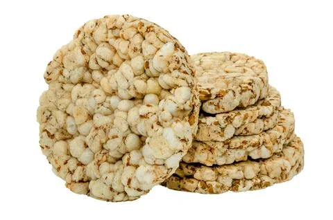 Round cereal breads on a white background. Diet food. Cereal bread isolate Foto stock