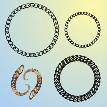 Round chains set frames Stock Illustration