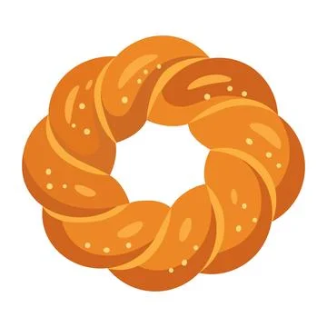 Round Challah Bread Flat Vector Illustration イラスト素材