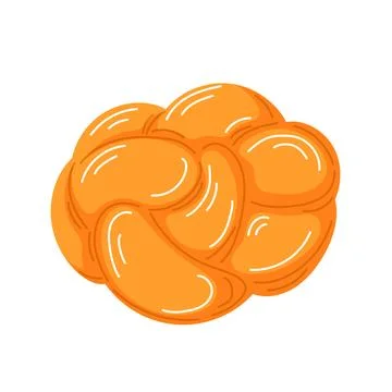 Round Challah bread for Rosh hashanah holiday in cartoon style. White yeast Stock Illustration