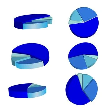 Round chart isometric icons set Stock Illustration