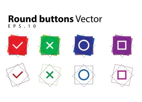 Round check mark and cross symbols buttons games Vector Stock-Illustration