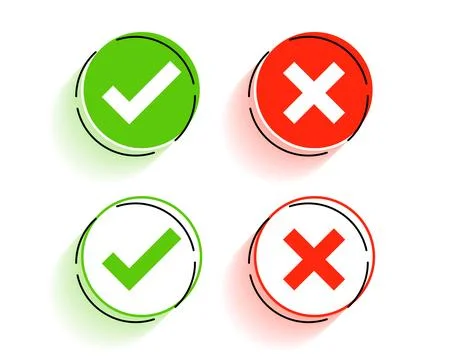 Round check mark and cross symbols buttons Stock Illustration
