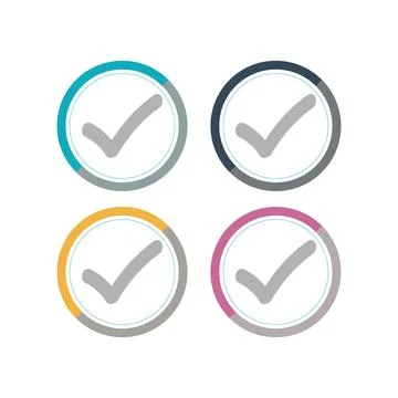 Round check mark icon set design 스톡 일러스트