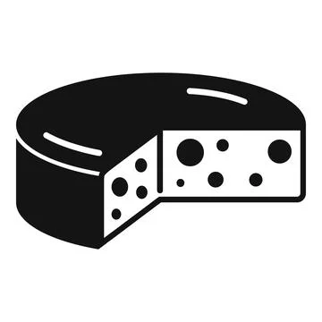 Round cheese wheel partially cut showing texture icon Stock Illustration
