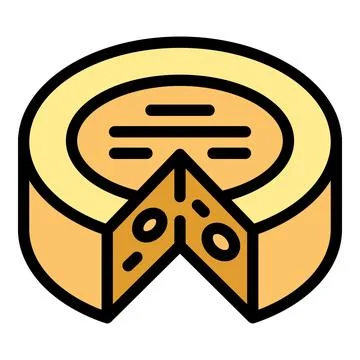 Round cheese wheel with a slice cut out showing texture in isometric icon sty Stock Illustration