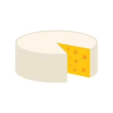 Round cheese wheel with a slice cut out isometric icon Stock Illustration