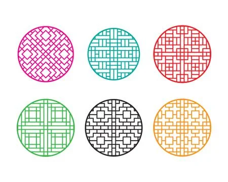 Round Chinese pattern window frame Stock Illustration