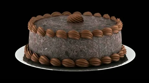 Round chocolate cake loop rotate on black background Stock Footage 21951325