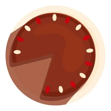 Round chocolate cake with a slice missing from above Ilustração Stock