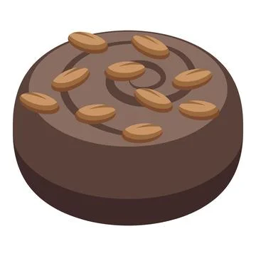 Round chocolate candy coated in brown chocolate with coffee beans on top Stock Illustration