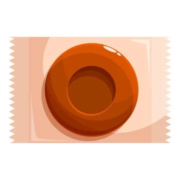 Round chocolate candy lying on wrapper in top view Stock Illustration