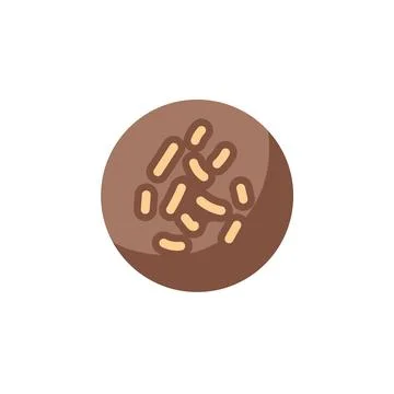 Round chocolate candy with a sprinkle of toppings in mocha mousse color. Dessert Stock Illustration