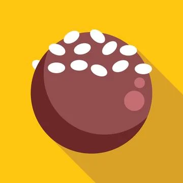 Round chocolate candy with sprinkles on yellow background Stock Illustration