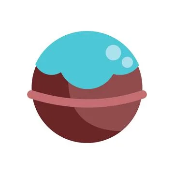Round chocolate candy with turquoise icing and pink ribbon decoration Stock Illustration