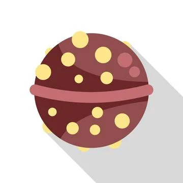 Round chocolate candy with yellow dots and pink strip decoration Stock Illustration