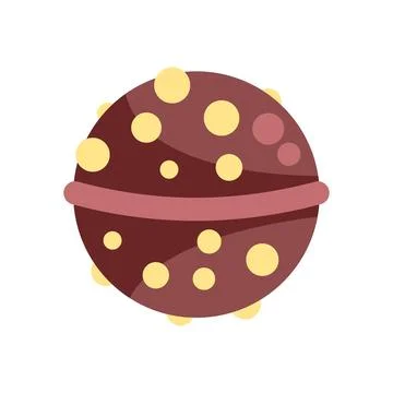 Round chocolate candy with yellow dots and a pink stripe is delicious Stock Illustration