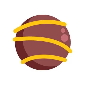 Round chocolate candy with yellow stripes on white background Stock Illustration