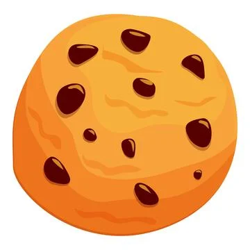 Round chocolate chip cookie baking on white background Stock Illustration