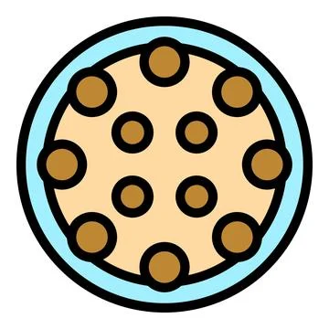 Round chocolate chip cookie baking on light blue plate Stock Illustration