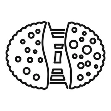 Round chocolate chip cookie splitting open revealing gooey chocolate chips Stock Illustration