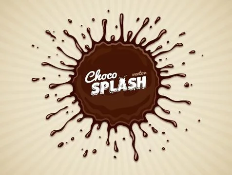 Round chocolate splash with drops Stock Illustration