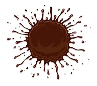 Round chocolate splash with drops isolated on white Stock Illustration