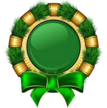 Round chrismas frame with bow Stock Illustration