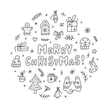 Round Christmas doodle Stock Illustration