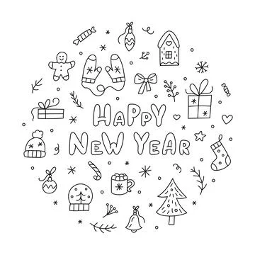 Round Christmas doodle Stock Illustration