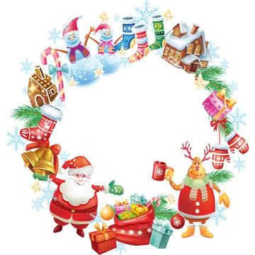Round Christmas frame Stock Illustration