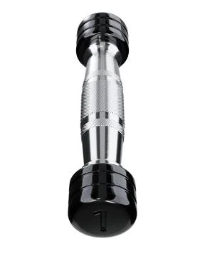 Round Chrome Dumbbell with number 1, weightlifting gym equipment top view Stock Illustration