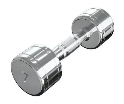 Round Chrome Dumbbell with number 7, weightlifting gym equipment side view Stock Illustration