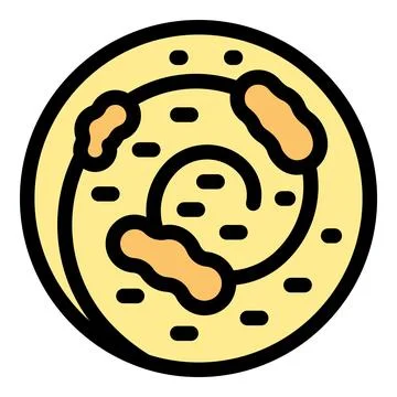 Round cinnamon bun pastry with icing swirls being decorated Stock Illustration