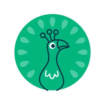 Round circle with bird math cartoon character Stockillustratie